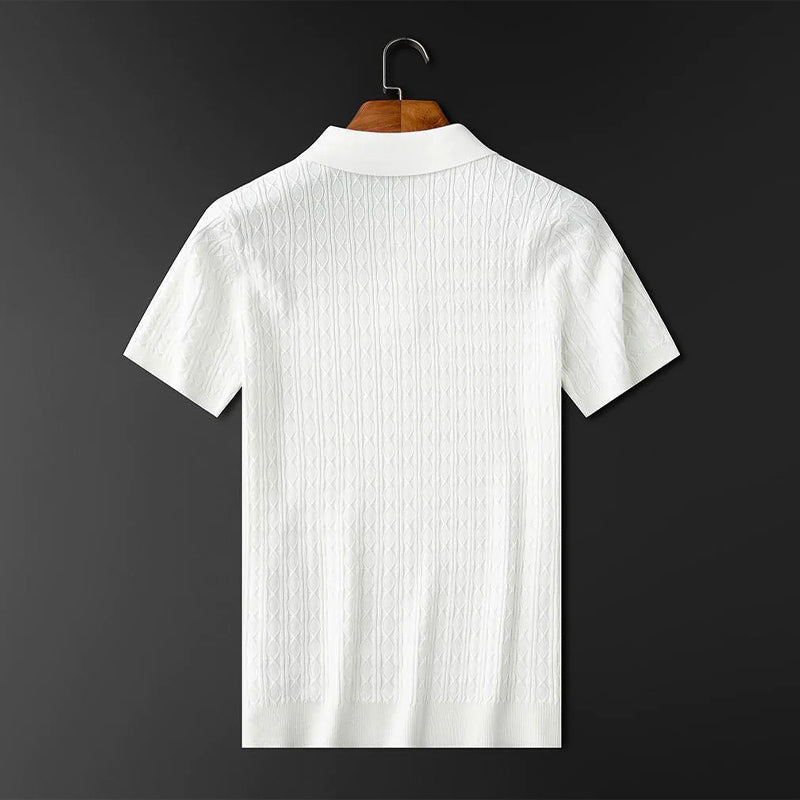 Men’s Textured Button-Up Knit Polo