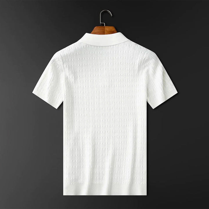 Men’s Textured Button-Up Knit Polo