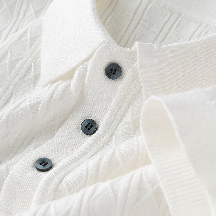 Men’s Textured Button-Up Knit Polo