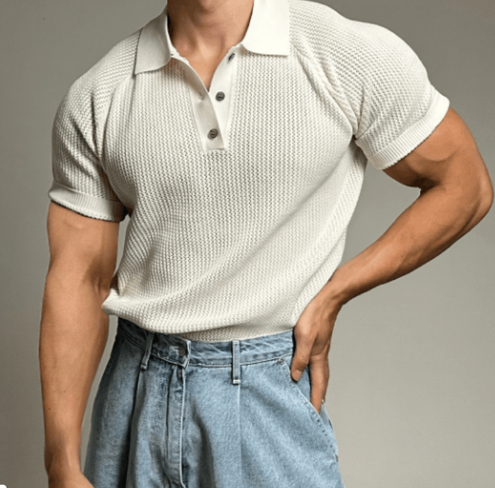 Men’s Textured Knit Polo Shirt