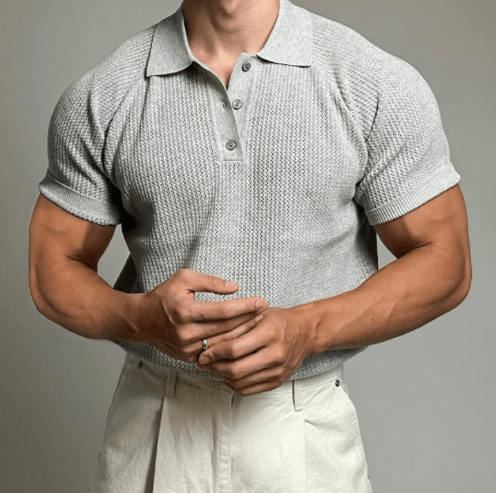 Men’s Textured Knit Polo Shirt