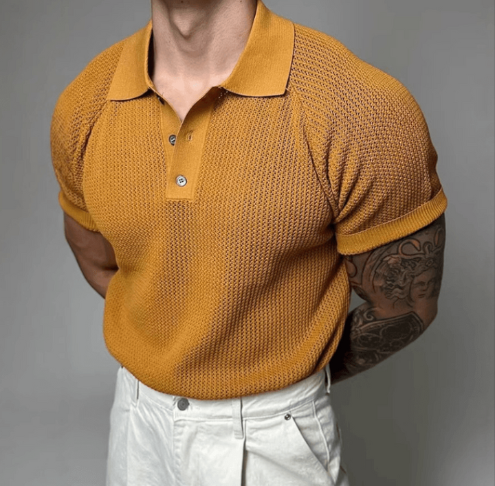 Men’s Textured Knit Polo Shirt