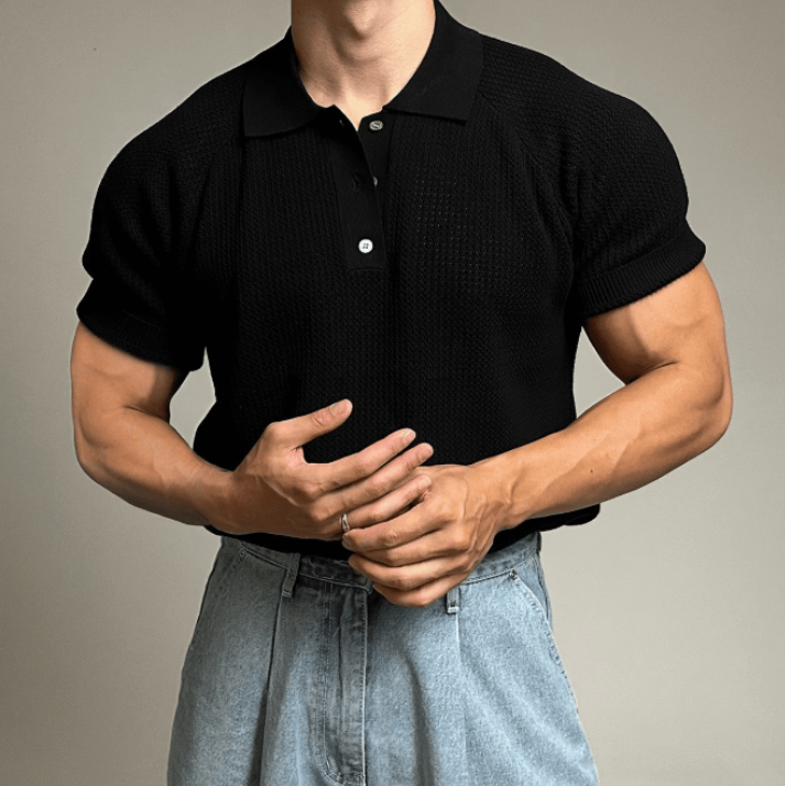 Men’s Textured Knit Polo Shirt