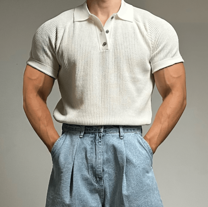Men’s Textured Knit Polo Shirt