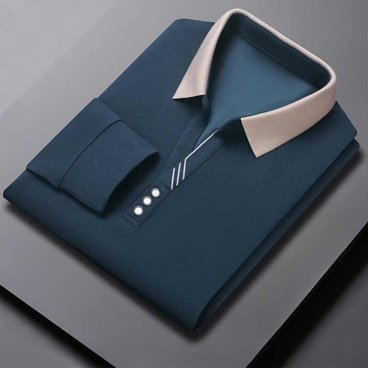 Men's Breathable Long Sleeve Polo Shirt