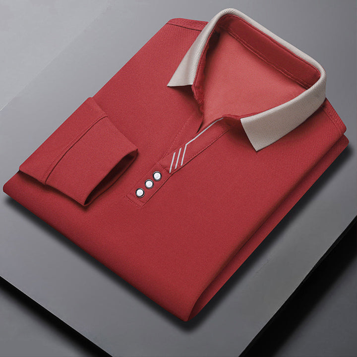 Men's Breathable Long Sleeve Polo Shirt