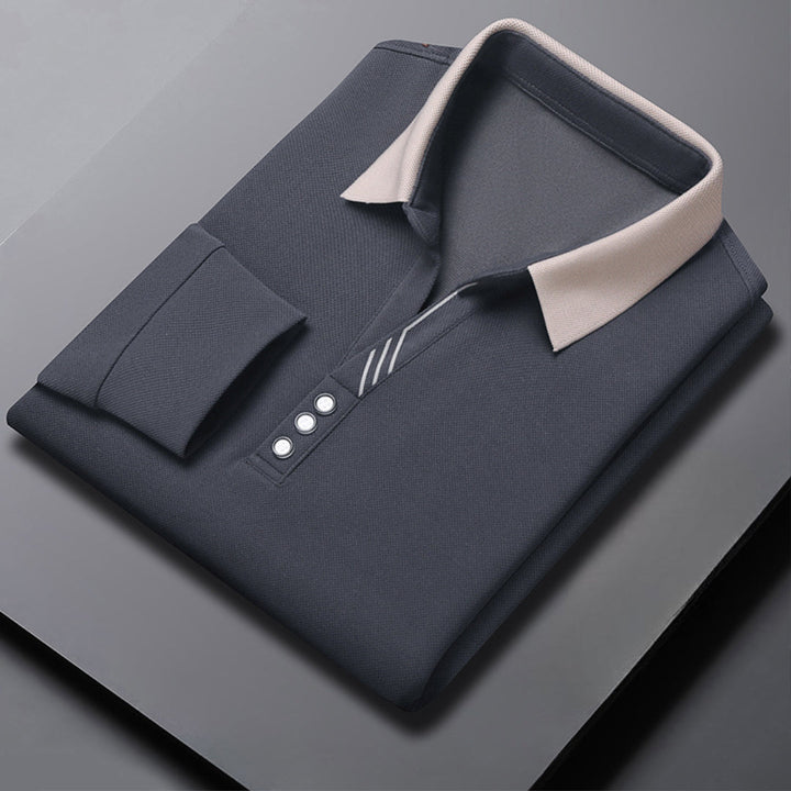 Men's Breathable Long Sleeve Polo Shirt