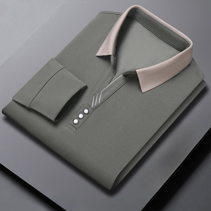 Men's Breathable Long Sleeve Polo Shirt
