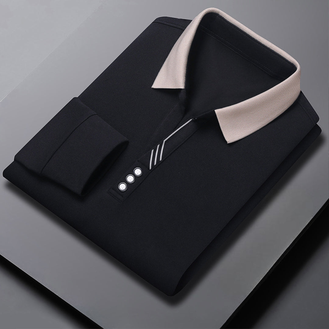 Men's Breathable Long Sleeve Polo Shirt
