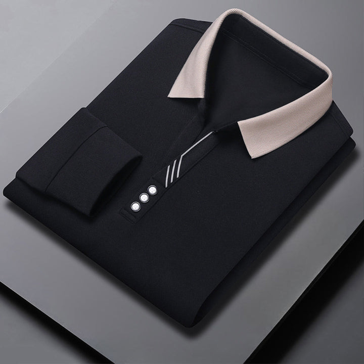 Men's Breathable Long Sleeve Polo Shirt