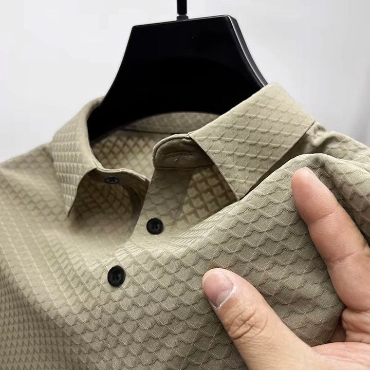 Men’s Textured Pattern Breathable Comfort Polo Shirt