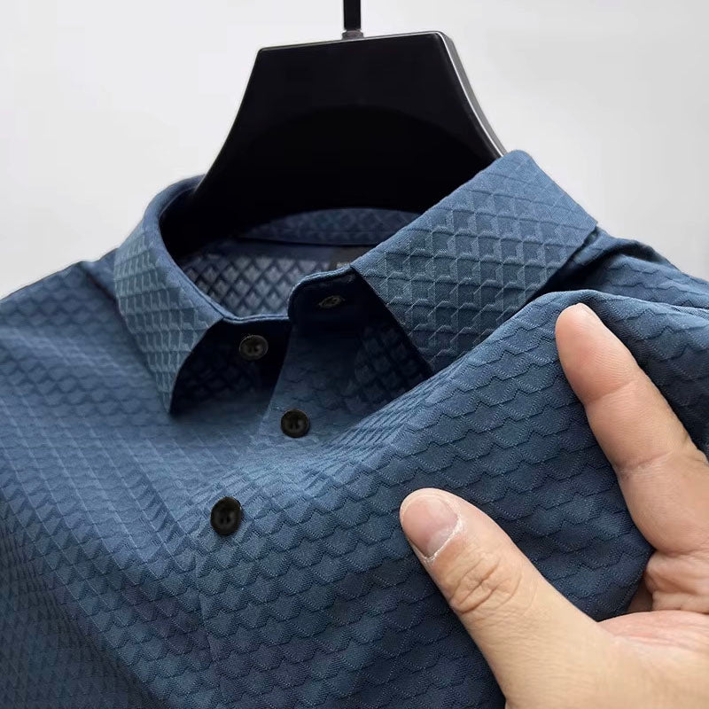 Men’s Textured Pattern Breathable Comfort Polo Shirt