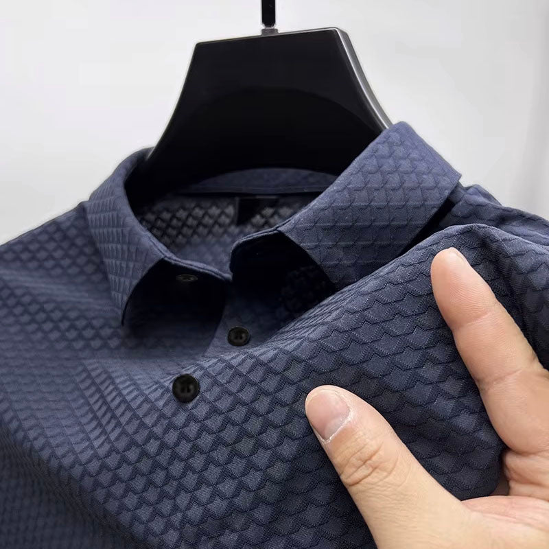 Men’s Textured Pattern Breathable Comfort Polo Shirt