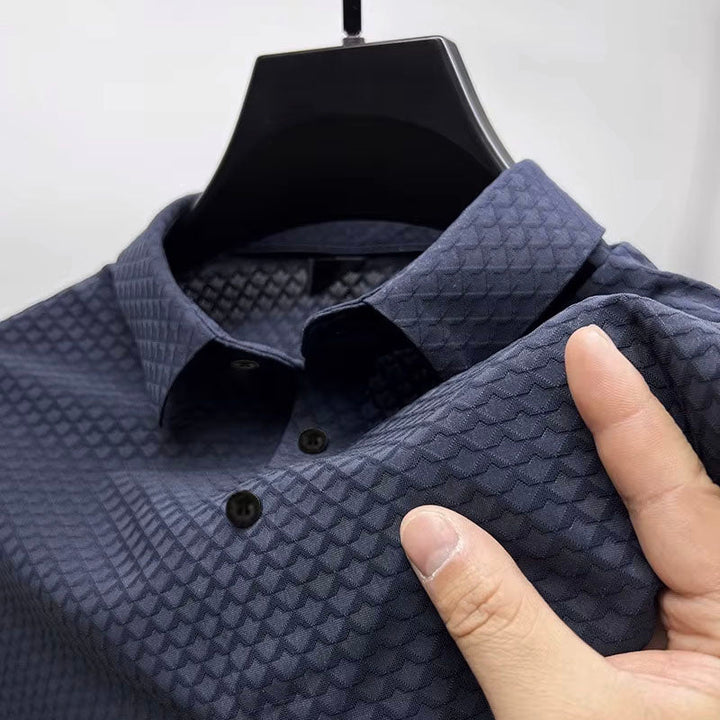 Men’s Textured Pattern Breathable Comfort Polo Shirt