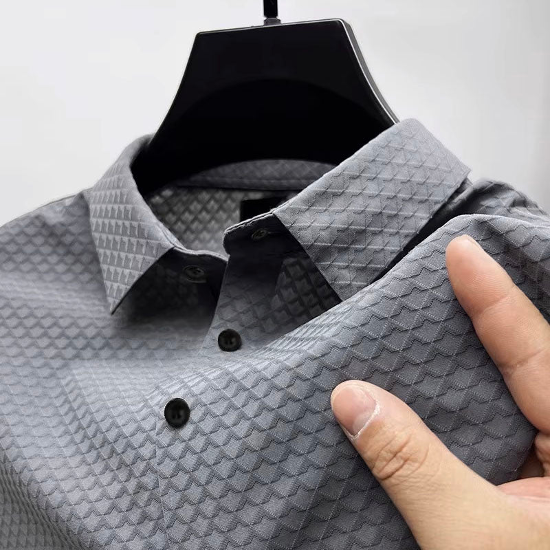 Men’s Textured Pattern Breathable Comfort Polo Shirt