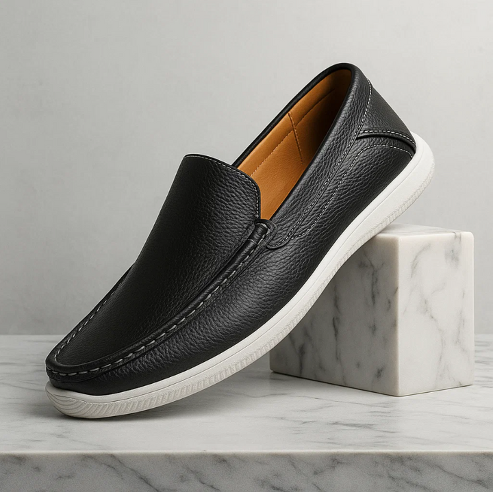 Men’s Genuine Leather Loafers – Lightweight Slip-On Comfort Shoes