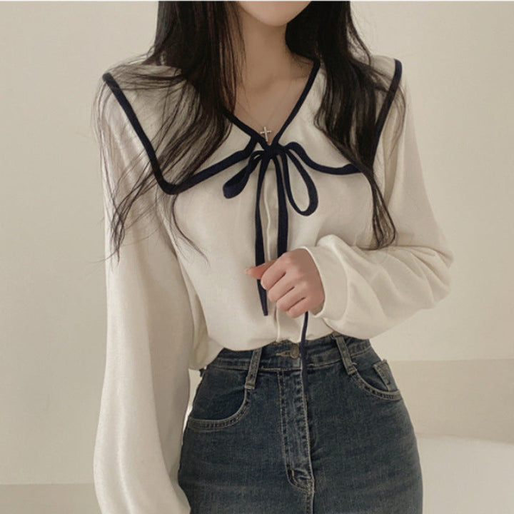 Women's Sailor Collar Long Sleeve Blouse
