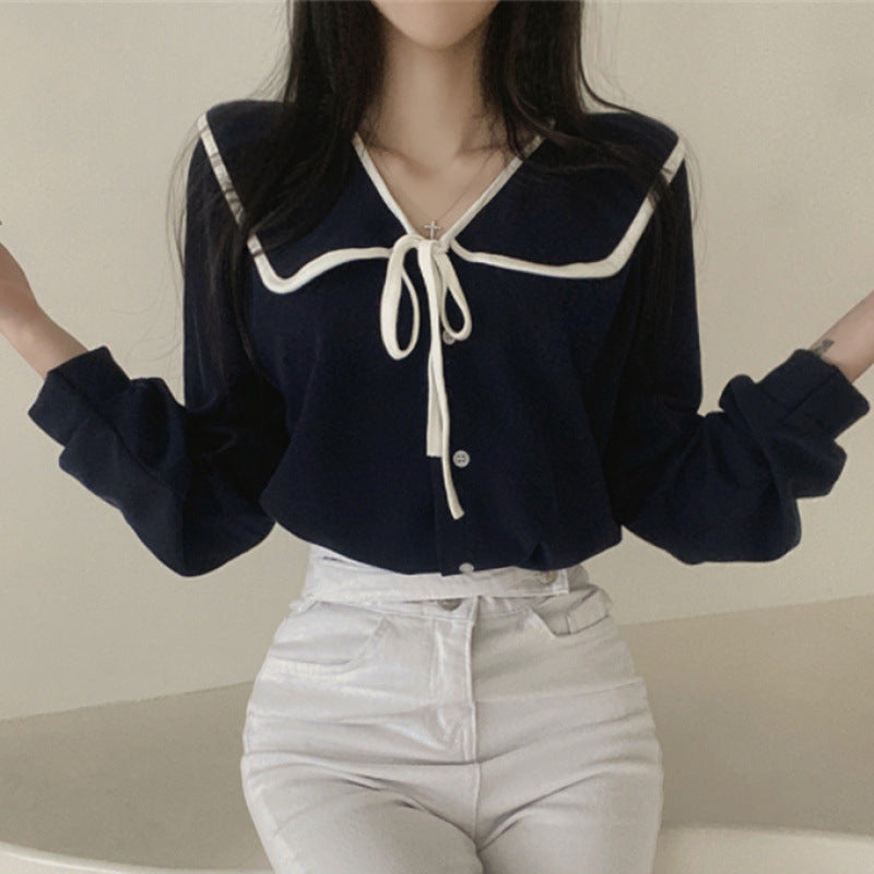 Women's Sailor Collar Long Sleeve Blouse