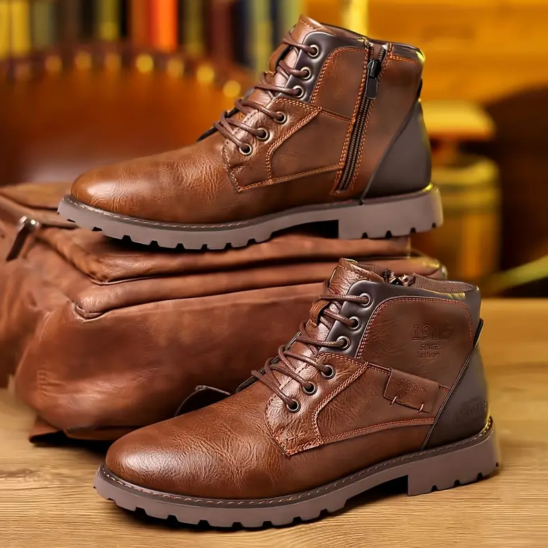 Salvatore Men's Leather Lace-Up Casual Ankle Boots