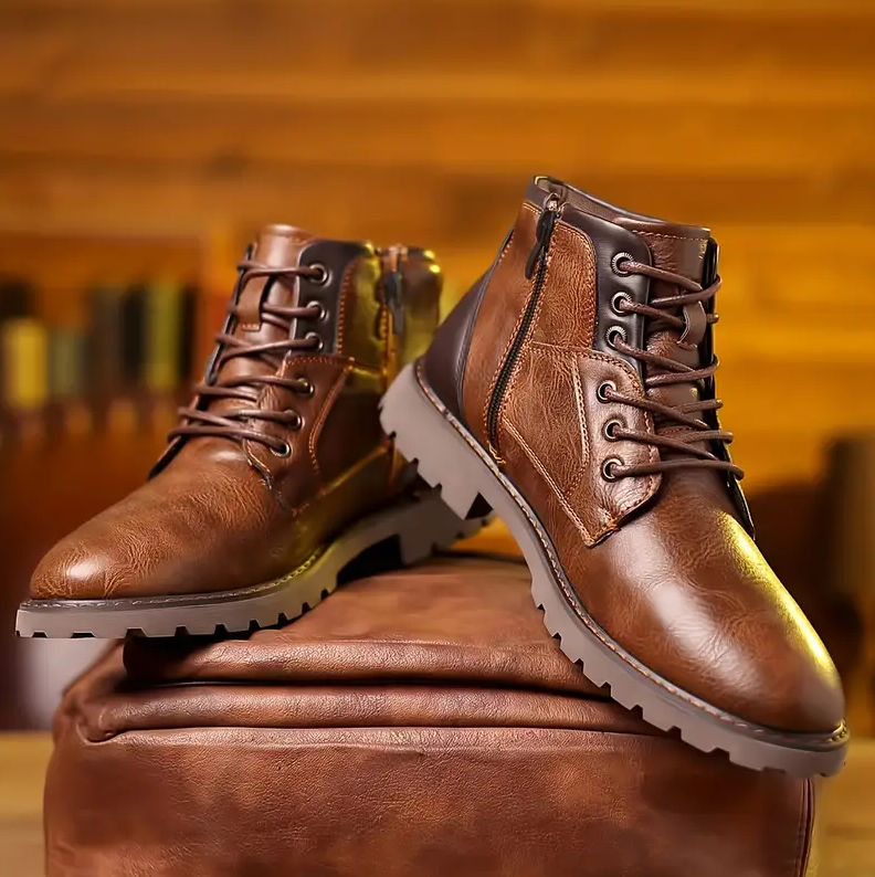 Salvatore Men's Leather Lace-Up Casual Ankle Boots