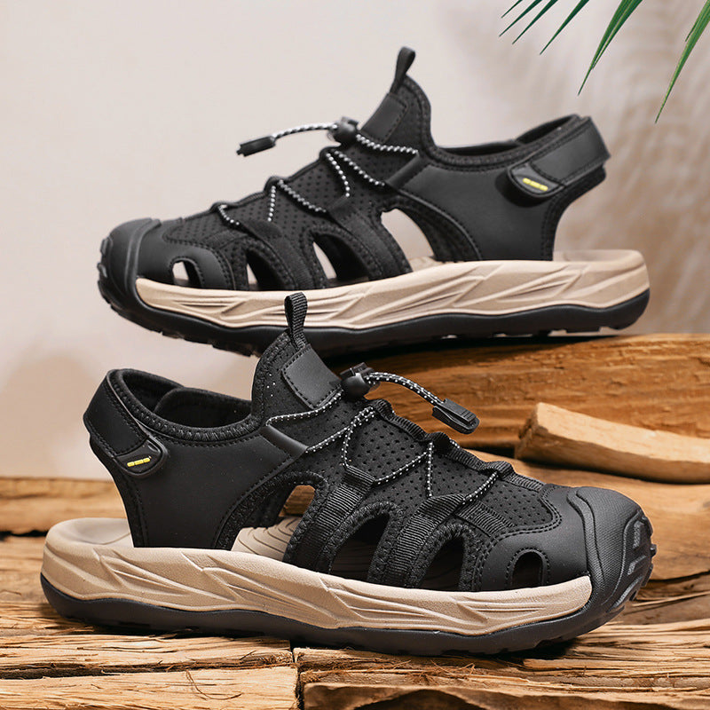Men’s Closed-Toe Outdoor Sandals – Supportive Grip Breathable Cutouts