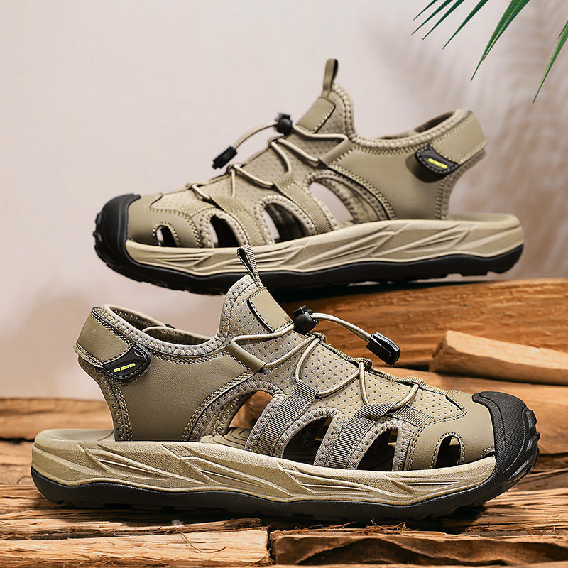 Men’s Closed-Toe Outdoor Sandals – Supportive Grip Breathable Cutouts