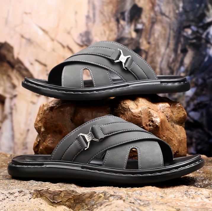 Men’s Cross-Strap Comfort Slides – Cushioned Everyday Sandal
