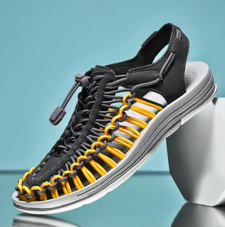 Men’s Woven Outdoor Sandals – Breathable Cord Design & Cushioned Sole