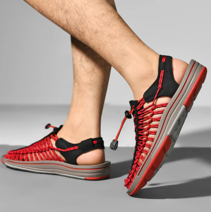 Men’s Woven Outdoor Sandals – Breathable Cord Design & Cushioned Sole