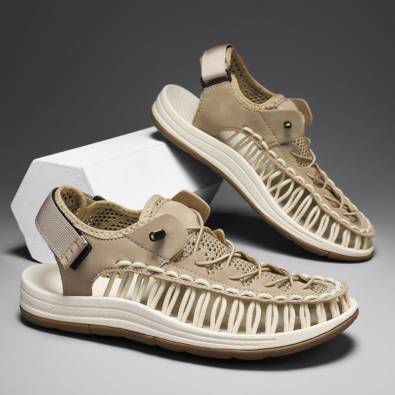 Men’s Woven Comfort Sandals – Breathable Knit Upper & Cushioned Sole