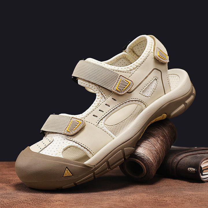 Men’s Leather Toe-Guard Sandals – All-Terrain Comfort Adjustable Straps