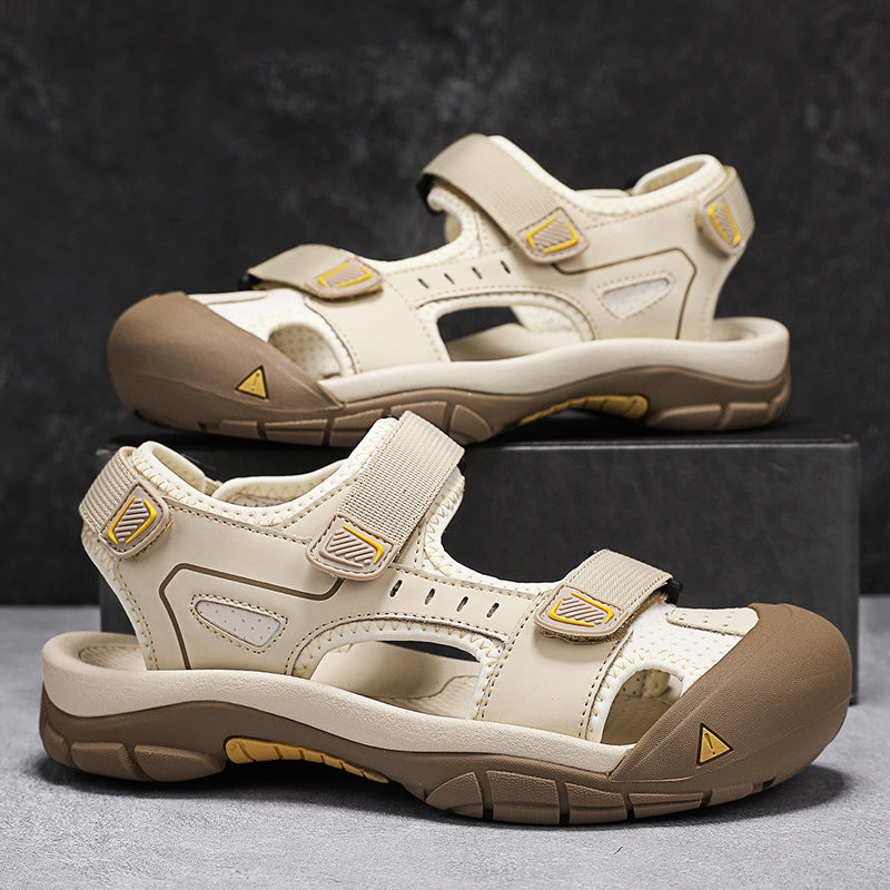 Men’s Leather Toe-Guard Sandals – All-Terrain Comfort Adjustable Straps