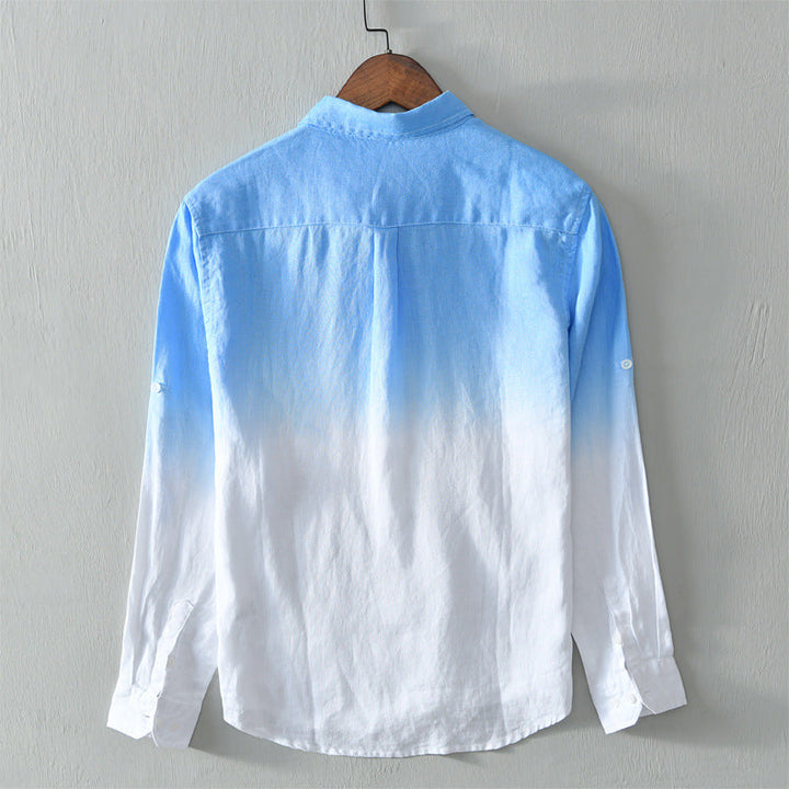 Men's Ombre Gradient Linen Long Sleeve Breathable Shirt