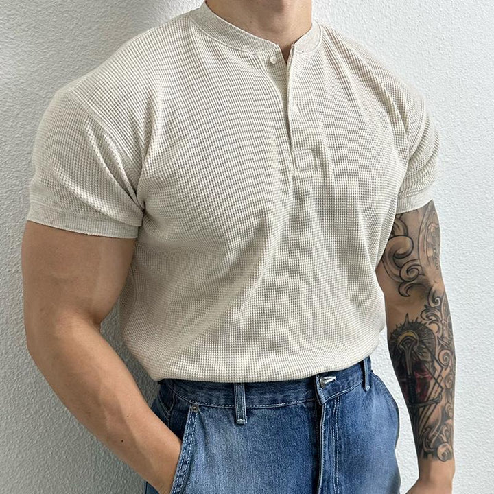 Men’s Textured Short Sleeve Henley Shirt