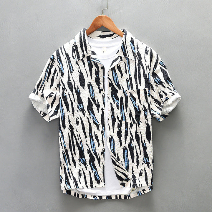 Men’s Printed Short Sleeve Shirt | Lightweight Textured Button-Up