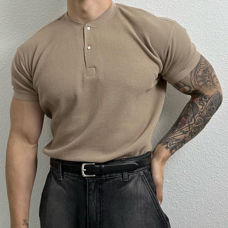 Men’s Textured Short Sleeve Henley Shirt