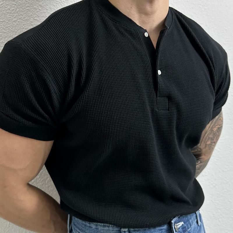 Men’s Textured Short Sleeve Henley Shirt