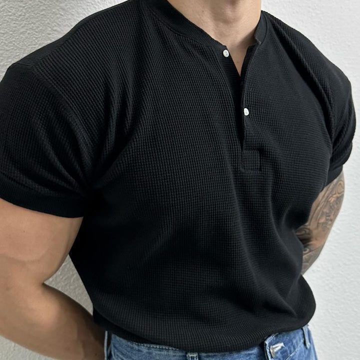 Men’s Textured Short Sleeve Henley Shirt