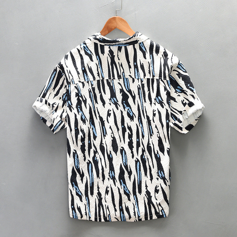 Men’s Printed Short Sleeve Shirt | Lightweight Textured Button-Up