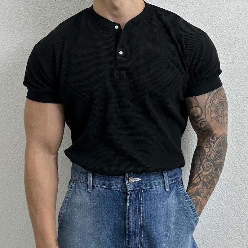 Men’s Textured Short Sleeve Henley Shirt