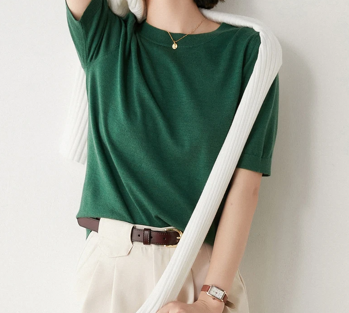 Women's Knit Crew Neck Pullover Top