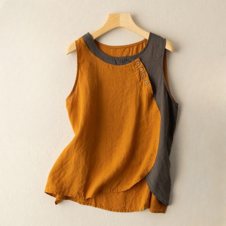 Women’s Colorblock Cotton Breathable Sleeveless Top
