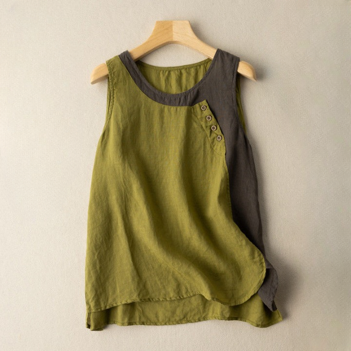Women’s Colorblock Cotton Breathable Sleeveless Top