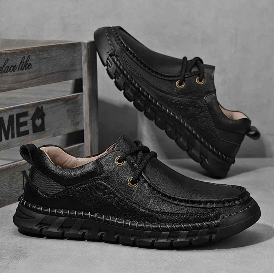 Men’s Durable Lace-Up Leather Casual Shoes