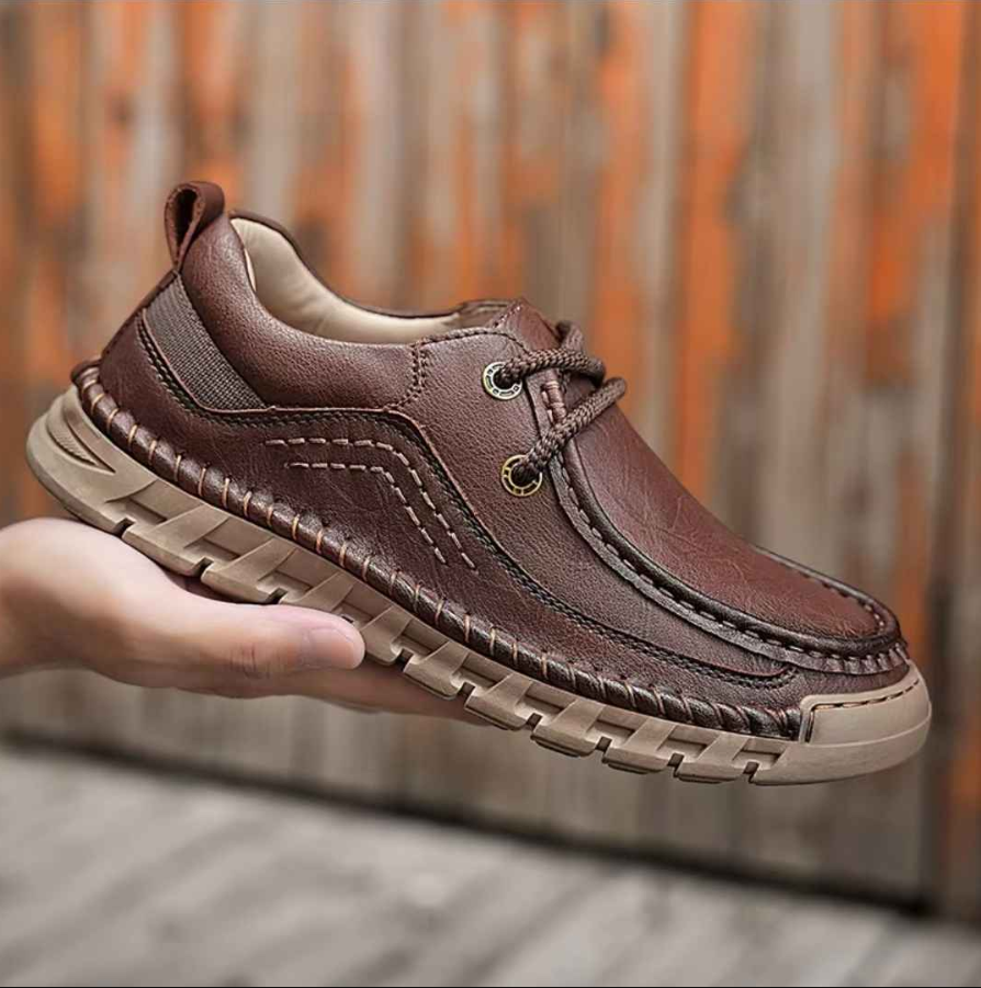 Men’s Durable Lace-Up Leather Casual Shoes