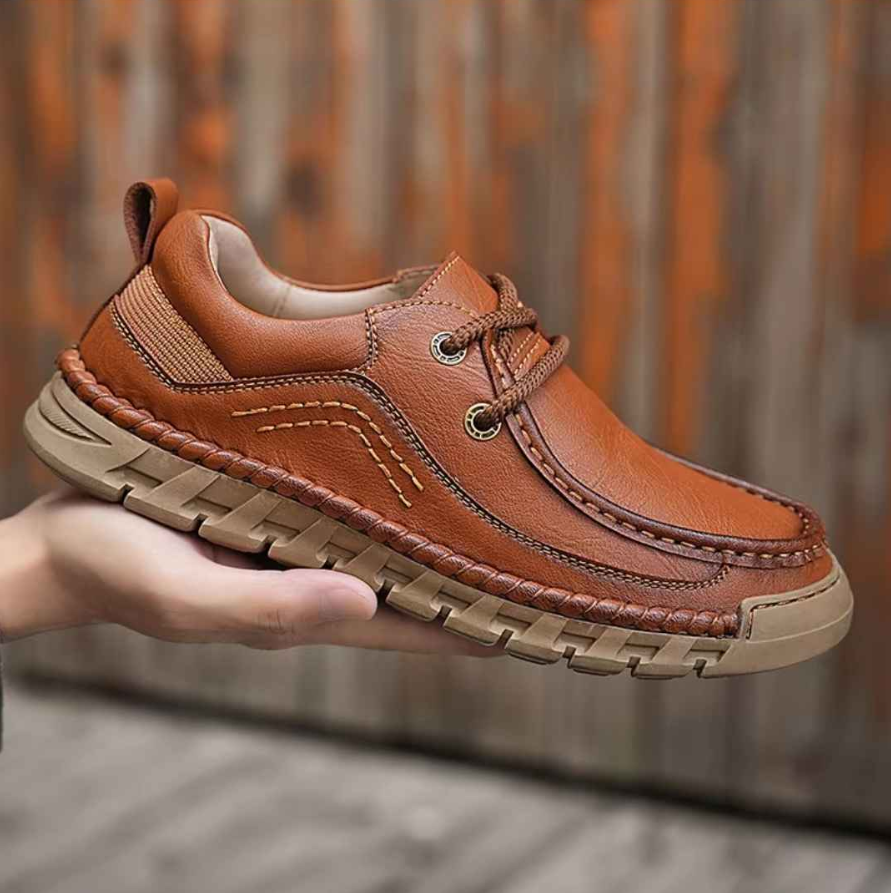 Men’s Durable Lace-Up Leather Casual Shoes