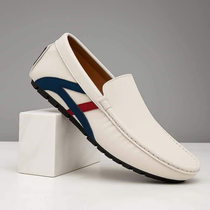 Men’s Suede Slip-On Driving Loafers | Two-Tone Accent Moccasins