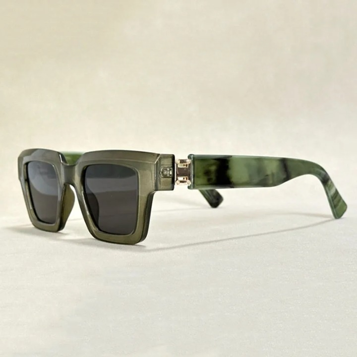 Marble Square Frame Sunglasses - Bold Retro Statement Shades