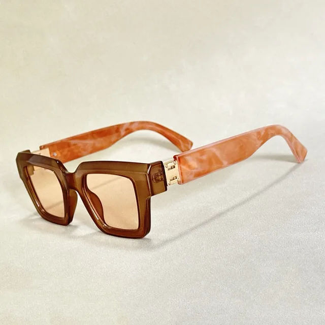 Marble Square Frame Sunglasses - Bold Retro Statement Shades