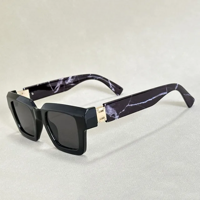 Marble Square Frame Sunglasses - Bold Retro Statement Shades